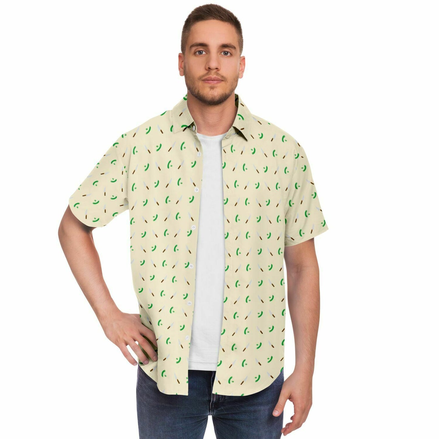 Cuchillo - Pepino Short Sleeve Button Up Shirt Yellow