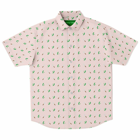 Cuchillo-Pepino Short Sleeve Button Down Shirt Pink