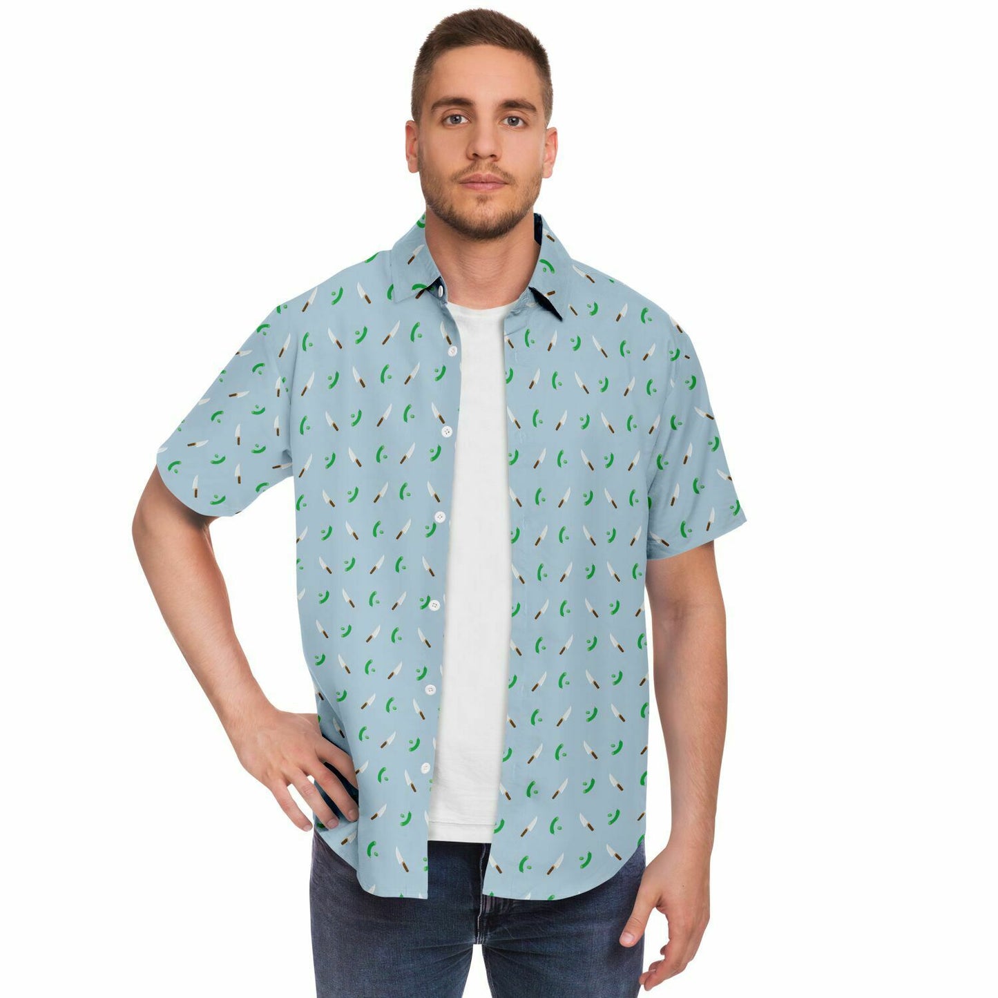 Cuchillo - Pepino Short Sleeve Button Up Shirt Blueish