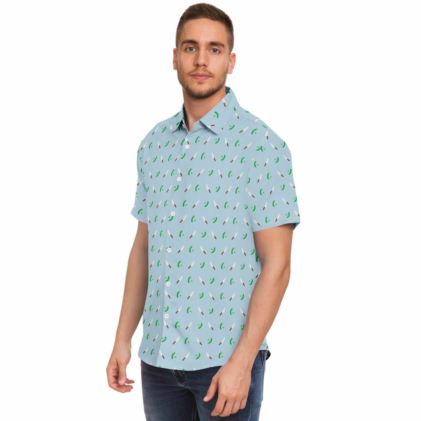 Cuchillo - Pepino Short Sleeve Button Up Shirt Blueish
